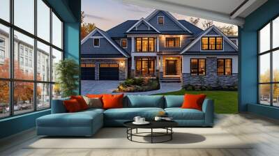 New home construction model luxury home exterior : Generative AI Wall mural