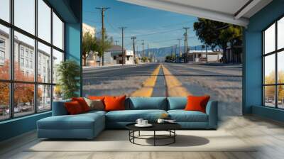 route 66 empty street in California : Generative AI Wall mural