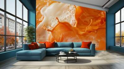 Thai tea mixing with milk texture background Food and drink close up : Generative AI Wall mural