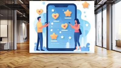 User reviews and feedback concept. User reviews online. Customer feedback review experience rating concept. User client service message. : Generative AI Wall mural