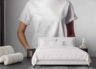 White female t-shirt mockup Wall mural