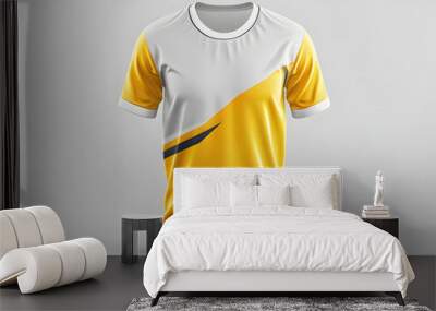 Yellow and white colored soccer t shirt mockup Wall mural