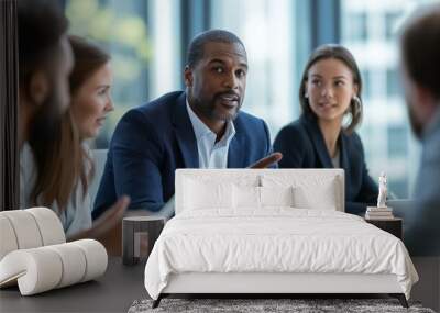 Business Leader Discussing Employee Healthcare Costs During a Professional Meeting in a Modern Office Setting Wall mural