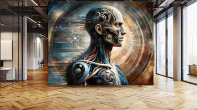 Biomechanical Human with Technological Interface Wall mural