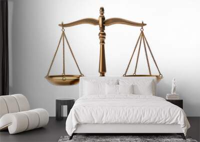 Fairness scales of justice isolated on white transparent background Wall mural