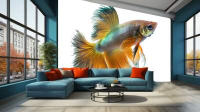 Guppy aquarium fish isolated on white background. Generative AI Wall mural