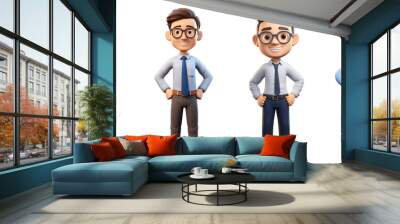 set of funny cartoon teacher 3d avatar character Wall mural