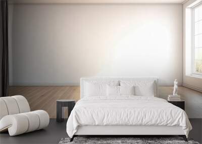 White empty room with a wooden floor and a window. Free copy space background wallpaper Wall mural