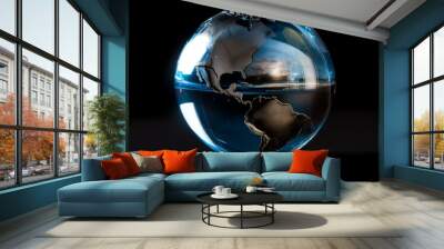 A clear globe with a blue and black surface Wall mural