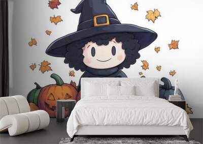 Cute Cartoon Character for Halloween Festival Wall mural