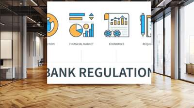 Bank regulation vector infographic in minimal flat line style Wall mural