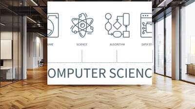 Computer science vector infographic in minimal outline style Wall mural