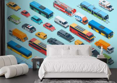 Isometric city transport Wall mural