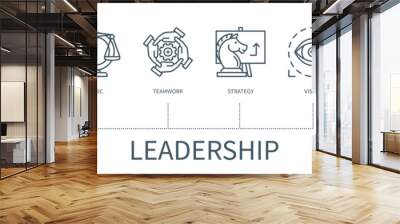 Leadership vector infographic in minimal outline style Wall mural