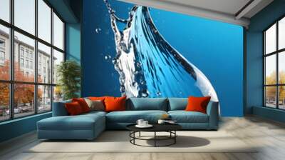 rain drop, tear, rain, glass, crystal, collision, water, blue Wall mural