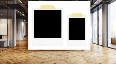 two polaroid photo frames with tape strips on transparent background, png file Wall mural