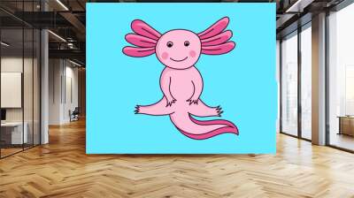 Cute axolotl animal cartoon illustration concept Wall mural