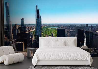 View over New York City and the Central Park Wall mural