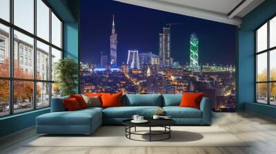 Panorama night city Batumi Wall mural