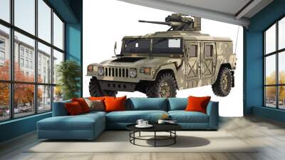 	 3d art vector design template isolated white render realistic car drive element war army heavy hummer h1 humvee truck automobile green gun Russian American Iraq Wall mural