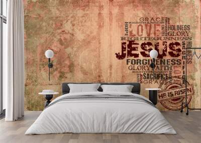 Jesus He Is Risen Religious Background Wall mural