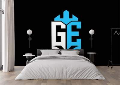 GE initials shield logo monogram designs modern templates, protection, crown, simple . Wall mural