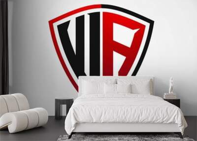 WA initials shield logo designs modern templates. Wall mural