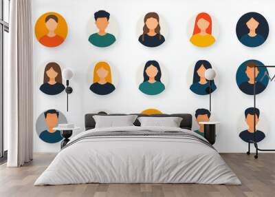 Flat Design Avatars Collection for Profiles Wall mural