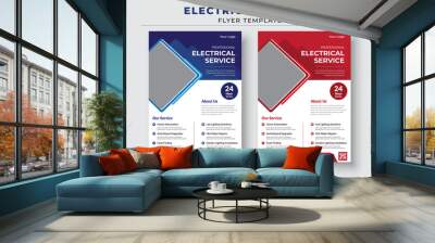 Electrician service flyer template, Professional electrical service poster and flyer Wall mural