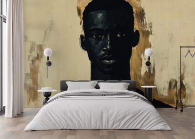 A portrait of a Black male gazing directly at the camera Wall mural