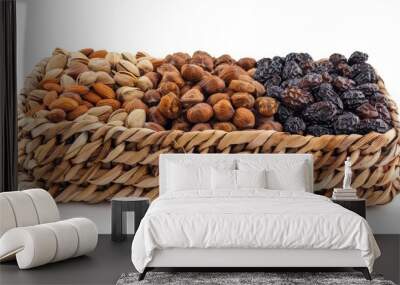 Basket with nuts and dried fruit Wall mural