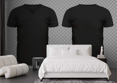 Men's black V-neck shirt template Wall mural