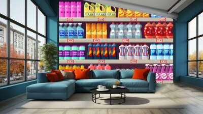 Supermarket shelves with cleaning agents Wall mural