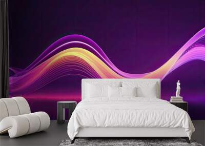 Abstract light wave Background ,aesthetic, colorful background with abstract shape glowing in ultraviolet spectrum, curvy neon lines, Futuristic Wall mural