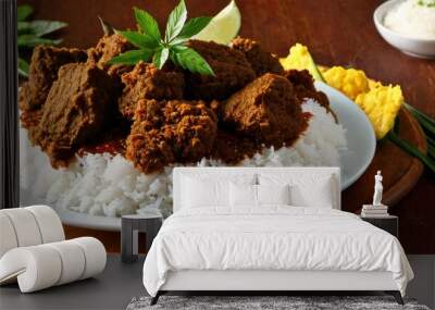 beef rendang. indonesian padang traditional food Wall mural