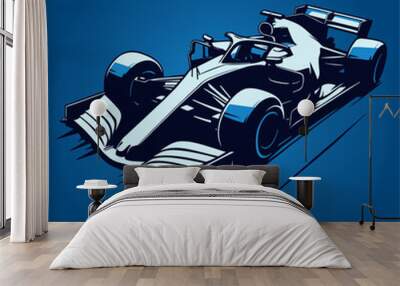 Formula 1 racing motorsport fast car illustration vector speed shadows in perspective Wall mural