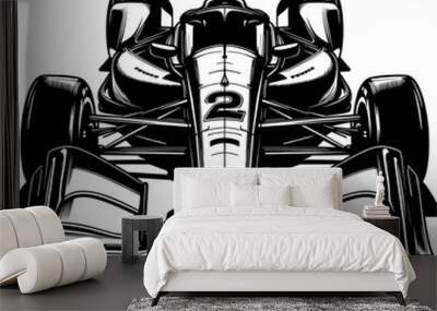 Indycar motor sport car vector illustration in silhouette and shadows in sketch style Wall mural