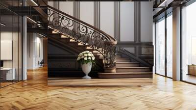 Creative staircase design for interior. Building concept Wall mural