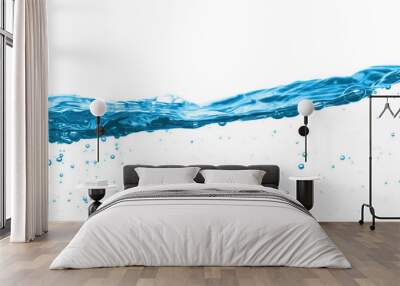 Blue water split line on white background Wall mural