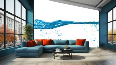 Blue water split line on white background Wall mural