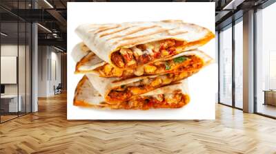 Chicken quesadillas with paprika, cheese and cilantro Wall mural