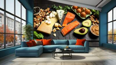 Keto diet food ingredients Wall mural