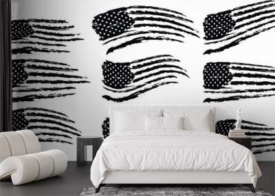 Vector Of The Distressed American Flag Bundle Wall mural