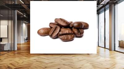 Roasted coffee beans isolated on white background Wall mural