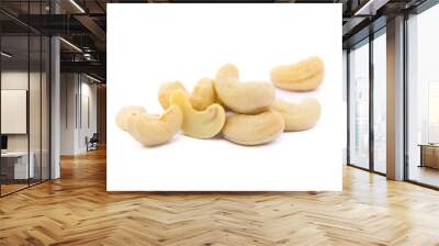 Roasted salted cashews isolated on a white background Wall mural