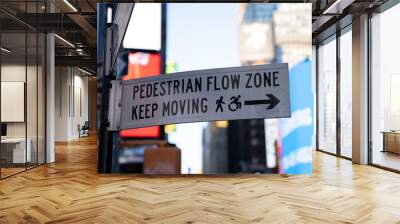 NYC pedestrian street signs in Times Square. Wall mural