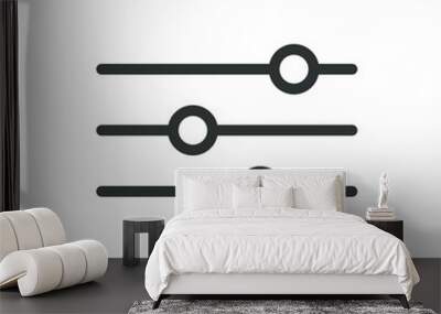 Black and white simple vector line art icon of horizontal adjustment knobs Wall mural