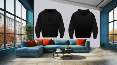 Blank black hoodie template. Long sleeve sweatshirts template with clipping path, gosh for printing Wall mural