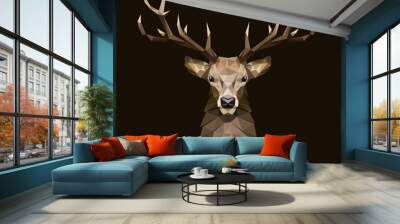 Deer polygonal Illustration. Low poly deer with horns. Wall mural