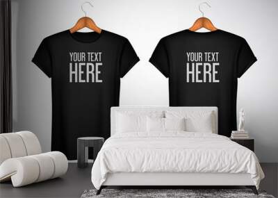 Men black T-shirt. Realistic mockup whit brand text for advertis Wall mural